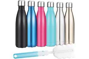 HONGTELLOR Insulated Water Bottle, Vacuum Stainless Steel & Vacuum Flask Comes with a Cleaning Brush -500ml Stainless Steel Vacuum Bottle, Double Wall Design, Standard Mouth, for Outdoor Sports-Black