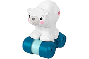 Fisher-Price Ours polaire à poursuivre Jouet pour bébé, véhicule d’activités sur le thème des animaux avec des détails sensoriels, à partir de 9 mois, JDL63