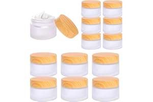 XINXINPHI 12 Piezas 20ml/30ml Envases Cosmético Vacías, Frasco Crema Cara Vidrio con Tapón Rosca Lata & Forros Interiores, Tarros Cremas Esmerilado Viaje para Cosméticos, Aceites, Loción, Polvo, Maquillaje