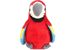 Biitfuu Electric Talking Parrot Plush Bird Repite lo Que Dices Cartoon Lindo Sonido Juguete Grabación Educativa Kids Toy(Rojo)