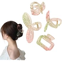 4 Transparente Haarklammern Mit Schmetterling-Design – Rutschfeste Bananen-Clips Für Dickes & Dünnes Haar (8,9 Cm)