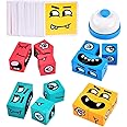 VikriDA Emoji Cube face Game with Bell for Kids | Expressions Matching Block Puzzle Toy Toddler Toy | Cute Face Changing Cube with 16 Cube Parent-Child Board Games | Preschool Educational Learning Toy