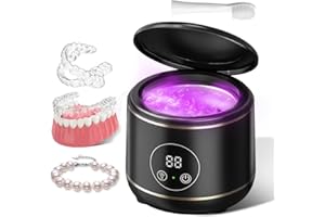 Padonco Ultrasonic Retainer Cleaner with UV Light – 45kHz Portable Cleaner for Dentures, Aligners, Mouthguards & Dental Appliances