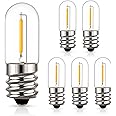 E14 LED Light Bulbs, Mini 6Pcs T16 0.6W Vintage Edison Screw Light Bulb Tubular Night Light Mini Bulb Warm White 2200K Amber Light 10W Equivalent Bulb for Sewing Machine Refrigerator, Non-dimmable