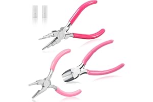 SPEEDWOX Lot de 3 outils de fabrication de bijoux - Pinces à bec concave et rond - Fournitures de fabrication de bijoux - Pince à bec plat 6 en 1 - Pince à bec concave et rond - Pince à mâchoire plate