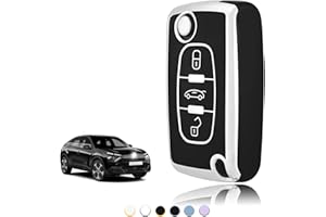 TOOMUME Funda Llave TPU, Carcasa Llave Apto para Peugeot 206 207 307 308 407 2008 3008 4007 5008 Citroen C1 C2 C3 C4 Picasso Berlingo, Cubierta Llaves Coche Mando - Flip Key