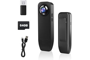 Bextgoo Bodycam, Mini Kamera ohne WLAN, 1080P Bodycam Körperkamera Mini mit Vorinstallierter 64 GB TF Karte, Tragbare Kleine Körperkamera mit 1000mAh Lange Laufzeit Nachtsichtund ung Bewegungserkenn