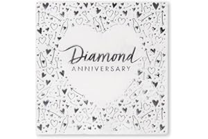 Anniversary House Diamond 60th Anniversary Lunch Napkins | Pack of 16 | 3 ply | 33 x 33cm | Foil Stamped | Table Decoration, Diamond Anniversary Decoration, Disposable Party Serviettes Napkins, J045