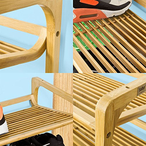 SoBuy®Schuhregal, Schuhablage, Bambusregal aus Bambus,3 Etagen, FSR12-N - 7