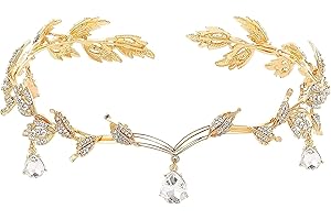 deegbbyi Tiara Elfica, Vintage Strass Corona Headband, Corona Nuziale Tiara Copricapo, con Disegno Forma Foglia, per Matrimonio, Festa di Compleanno, Carnevale, Feste, Vacanze (Oro)