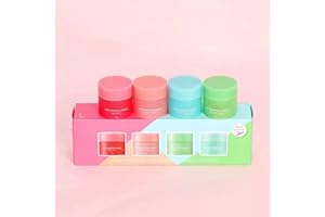 VIPOMKOWA Lip Sleep Mini Lip Balm, Fruit Lip Balm 4-piece set, moisturizing lip mask, natural bright, provides advanced sunscreen, repair dry lips, for both men and women