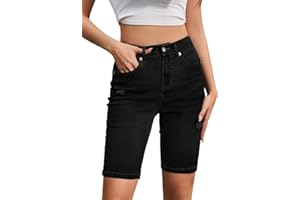 Alaster Queen Bermuda pour femme, taille haute, skinny, classique, en jean, bermuda en denim