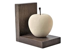 PROGETTO ARTE Fermalibri A Forma Di Mela Scultura In Pietra Su Base In Legno Fermalibro Cameretta Prodotto Artigianale Made In Italy - Q027m