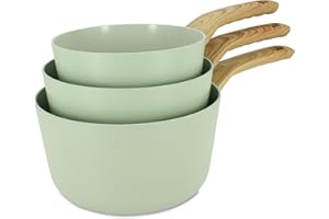 MENASTYL - Set de 3 casseroles Colorama Céladon - Casserole 16/18 et 20 cm - En aluminium - Revêtement antiadhésif en céramique - Tous feux dont induction