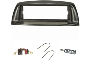 tomzz Audio 2414-027 Set di pannelli radio compatibili con Fiat Punto 188 anno 1999-2005 nero con adattatore radio Adattatore antenna ISO Staffa di sblocco ISO DIN