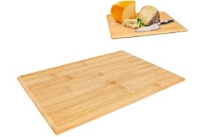 SPOTHOMELY Tabla de Cortar para Cocina de Bambu 28x20cm, Tabla Grande para Cortar Alimentos, Tabla de Cortar Pan y Embutido Antideslizante, Bandeja de Cortar Resistente e Higienica