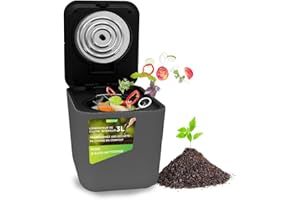 Nutrichef Composteur Cuisine Électrique 3L – Poubelle Compost Cuisine Automatique de Comptoir - Fonctions de Séchage, Broyage et Refroidissement - Gris