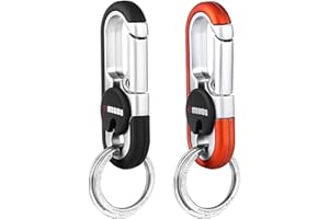 Mkitnvy 2 Pezzi Portachiavi Auto, Moschettone Portachiavi Multifunzione con 4 Portachiavi, Portachiavi in Metallo per Uso Personale o Come Regalo, Regali Aziendali per Uomini e Donne