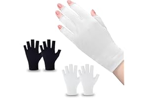 CGBOOM Guantes UV para Lámpara de Uñas de Gel - Protección Profesional UPF50+ para Manicura - Sin Dedos para Arte de Uñas y Cuidado de la Piel - 2 Pares