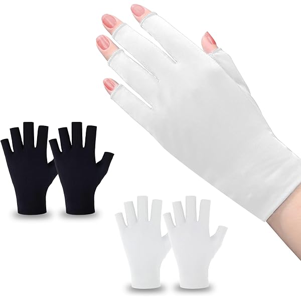 UV-Schutz Handschuhe Für Nagellampen – Fingerlos, Dehnbar, Atmungsaktiv (hellrosa/grau)