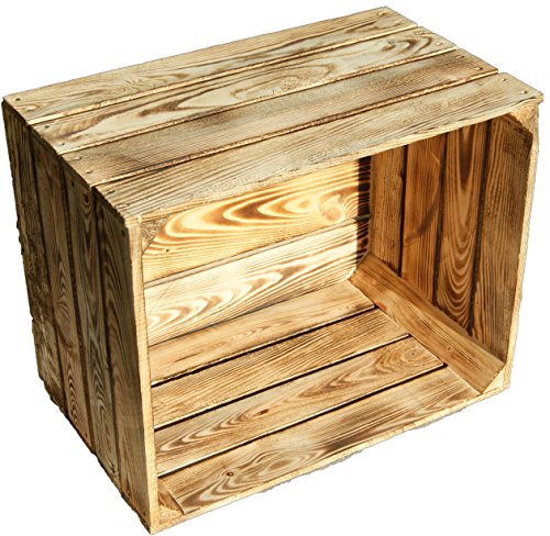 4 Stück flambierte / geflammte massive Obstkisten ca 49 x 42 x 31cm/ Apfelkisten Weinkisten aus dem Alten Land - 2