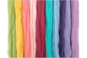 THE WOOL BARN Pastel hues Merino Wool roving/Tops A Mix of 10 Colours. Great for Wet Felting/Needle Felting, and Hand Spinning Projects. 60gm Pack