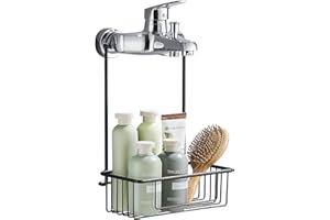 Wopeite Duschablage zum Hängen, Duschablage ohne Bohren, Duschregal Duschkorb aus Edelstahl, Shampoo Halterung für Dusche Aufhängen an der Mischbatterie, 25 x 13 x 35 cm, Schwarz