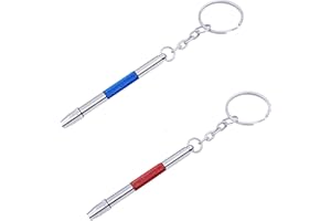 HIQU AND HIST 2 sztuki mini wkrętaków do okularów, 4 w 1, zestaw precyzyjnych wkrętaków do zegarków, zestaw naprawczy do okularów, zabawka do naprawy zegarków z pękiem kluczy, narzędzie zegarmistrzowskie ze stopu