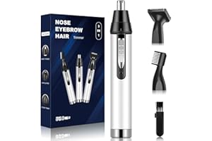 Brigin Professional Painless Electric Nose & Ear Hair Trimmer, USB Rechargeable, IPX7 Waterproof