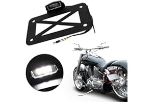 Baceyong Support Plaque Moto, Support de Plaque d'immatriculation pour Moto, Support de Plaque d'immatriculation pour feu arrière LED à Montage latéral pour Motos, vélos de Sport, croiseurs, etc.