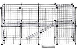 XhuangTech Pet Playpen, DIY Small Animal Cage for Indoor Outdoor Use, Portable Metal Wire Yard Fence for Puppy, Kitten, Guinea Pigs, Bunny, Turtle, Hamster (36 Panels)