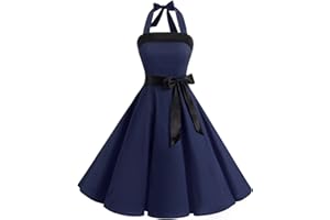 Timormode Sexy Robe Rétro Vintage Femme Année 40 50 60 Robe de Cocktail Rockabilly Décolleté