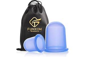 Funxim Schröpfgläser Silikon 2 Stück, Silikon Schröpfen Cups Massagegeräte tools set, BPA freies Schröpfglas Cellulite Gegen Verspannungen für Körper - mit Aufbewahrungstasche (Blau (2 Pcs))