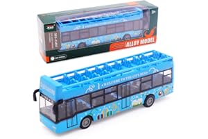 FCXVXCL Autobus Doppeldecker Bus Spielzeugmodell Reibungsbetriebener Bewegung Kinder Model Vehicle Bus Auto Spielzeug Lizenzierte Spielzeugautos für Kinder ab 3 Jahren Blau