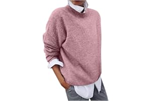 GENERIC 2 en 1 Pull Femme Hiver- Sweat Oversize Femme Manche Longue-Sweatshirts Femme Col Rond Couleur Unie Chandails Décontractée Loose Sweater Pullover Blouse Vintage Grande Taille Tricot Mode Chaud Pulls