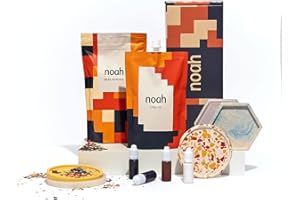NOAH'S BOX noah Jesmonite & Terrazzo Craft Kit - Complete DIY Set - Casting Kit for Beginners - Great Gift Idea (Hexagon & Round Coaster Moulds / Neutral Colours)