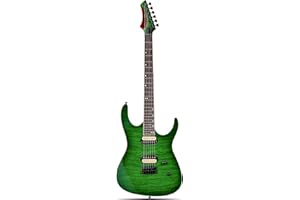 Leo Jaymz Electric Guitar Monsoon Series - Reverse Headstock, Mahogany Body,Roasted Maple Neck,Rosewood Fretboard,Locking Tuners,Rounded End Frets,AlnicoV Pickups,Fixed Hardtail Bridge (Green Ocean)