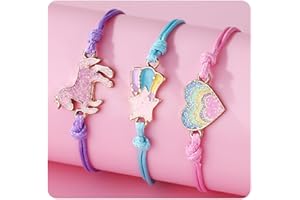 BLEEZM 3 bracelets Unicorn arc-en-ciel Love, bracelet licorne, bracelet fille, bracelet meilleure amie,bijoux enfants fille, bracelet enfant