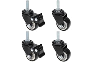 Be In Your Mind Uniwersalne kółka do mebli, uniwersalne kółka hamulcowe, wytrzymałe, zestaw zamienny do ochrony podłogi z twardego drewna, 4 szt., czarne