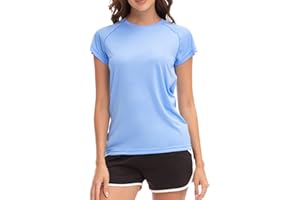 MEETWEE Swim Shirts for Women, Short Sleeve T Shirt Athletic Casual Tops Quick Dry UPF 50+ Running Surfing Workout Yoga Sun Tee Shirts