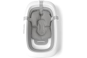 Twistshake Coussin de Bain Antidérapant pour Nouveau-né | Coussins de Douche Doux et Pliables pour Nourrissons | Coussin D'air Flottant pour le Bain des Bébés | 0 Mois+ | Gris