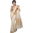 R SELVAMANI TEX Women's Selvamani Tex Cotton Kerala Kasavu Zari Saree With Blouse, Off white