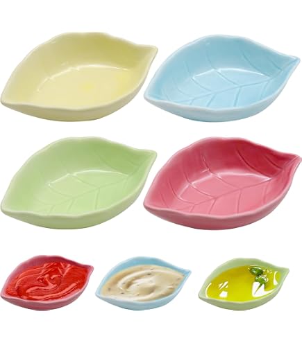 2 Mini Cuencos De Cerámica Para Salsa - Forma De Flor, 7.5x2.7 Cm, Ideales Para Sushi, Soja, Snacks