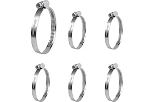 AYHYHLJZJ 6 abrazaderas ajustables de 40 – 60 mm, abrazadera de sujeción de acero inoxidable 304, abrazaderas metálicas para mangueras, abrazaderas para tuberías para fontanería, automóviles y aplicaciones