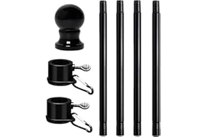 WEZALGET 1.8M/6FT Telescopic Flag Poles for Garden, Stainless Steel Flag Pole Kit with Holder with 360 Rotating Rings, for House Yard Outdoor Fence Roof