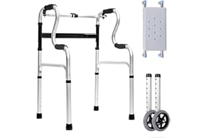 AISNY Walking Frame, Portable Folding Walking Aids with Wheels, Mobility Aids for Walking with Removable Seat 8 Speed Height Adjustment Standard Walking Aid AED Aluminium Rehabilitation Assistant Walking