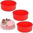 PFLYPF Lot De 2 Moules à Gâteau Ronds En Silicone Rouge, 10,2 Cm Et 15,2 Cm, Moules Antiadhésifs Adaptés Pour La Cuisson Et La Fabrication De Savon Fait à La Main