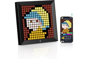 Divoom Pixoo - Marco de Fotos Digital con Control de luz de Ambiente - 8,6 Pulgadas - Reloj Inteligente LED de Escritorio/Pared - Lámpara Decorativa para Sala de Juegos - Decoración del hogar
