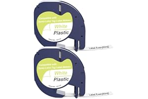 label tape 2pack Yowell 2X - Etiquetas compatibles con Dymo Letratag 12 mm x 4 m, cinta de escritura compatible con Dymo Letratag 200B LT-100H XR LT-100T, negro sobre blanco
