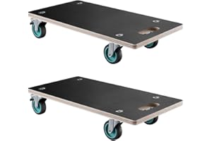 VEVOR Carrello per Mobili, Capacità di Carico di 250 kg Carrello Piatto Multifunzionale Rettangolare con 4 Ruote Silenziose in TPR, per Pianoforte, Divano, Lavatrice, Frigorifero, 2 Pezzi, Nero